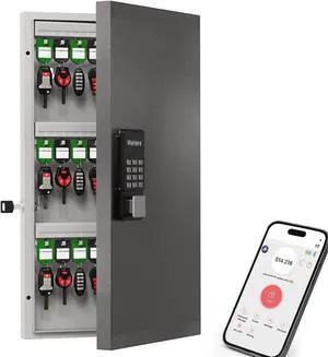 Smart Key Lock Box Wall Mount, 48 Key Cabinet with Bluetooth, 5-Ways Unlocking App Customizable Passwords, Key Organizer Holder Box, Efficient Key Management for Office, Realtor, Hotel, School