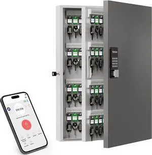 192 Key Cabinet Organizer,Metal Key Lock Box Wall Mount use OTP Technology Unlock,Fixed Password/Bluetooth/OTP Share Half-Remote Unlock,Security Lockbox for Key Management Hook & Storage