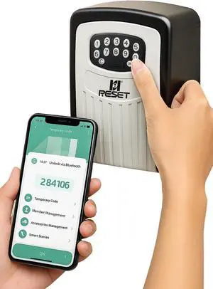 -104 Bluetooth Key Lock Box  Weather-Resistant, IPX5,Durable Metal Construction, Backlit Keypad, P 6-Digit Code, Customizable to 810 Digits, Ideal for Outdoor Home or Office Use