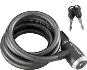 KryptoFlex Bike Lock Cable, 2FT/6FT Long 15mm Thick Heavy Duty Braided Steel Cable Anti-Theft Security Lock for Outdoor Equipment, Combination/Key Bike Lock