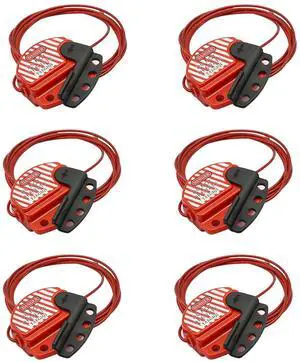 Lockout Tagout Cable Lock 6 Pack,7.9ft Adjustable Steel Cable Lock with Vinyl Coating for Loto OSHA Compliant,U06