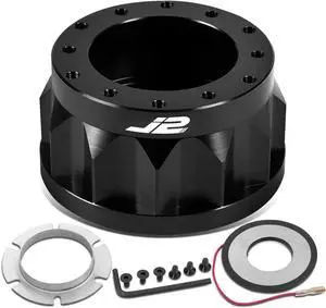 J2-HUB-OR18-BK 2" 6-Bolt Aluminum Steering Wheel Hub Adapter Black Compatible with Compatible with Accent/Tiburon/Genesis/Miata