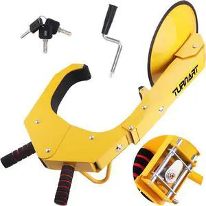 Universal Wheel Lock Anti Theft for Cars SUV Camper Trailer, 3 Keys, 1 Crank, Yellow