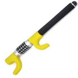 KR940B Heavy Duty Steering Wheel Lock Keyless Combination Code, Most Visible Deterrent Yellow Coated Reinforced Steel, Emergency Hammer, Universal Anti-Theft Device Car SUV Pick-Up Truck Van