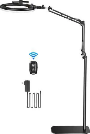 Ring Light Overhead Phone Mount,14'' LED Ring Light with Stand and Phone Holder,CRI Max 96 Professional for Video Recording,Live Streaming,Cooking and Content Creation(66.9High)
