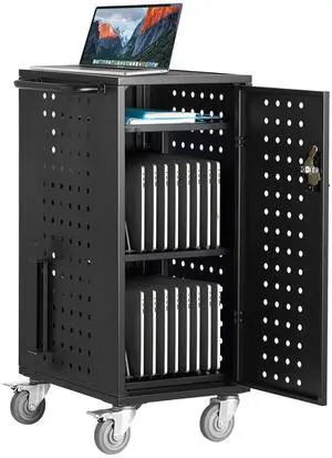 Laptop Cart, 20 Device Mobile Charging Cart, Up to 15.6 in Screen Size, Office and Classroom Mobile Charging Cart, for Chromebook, Tablet and Laptop