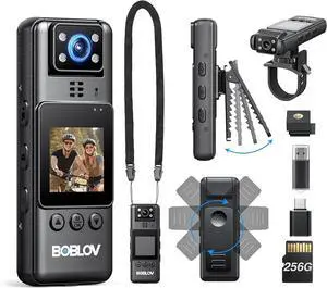 Body Camera with Video and Audio Recording 256G A23 Compact Bodycam up to 9 Hours Long Battery Life -360°Clips and Night Vision for Bike, Hiking, Walking Easy-to-Use
