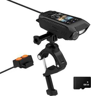 SVGo C1 Cycling Camera 4K 30FPS, 20MP WiFi Bicycle Camera Video Recorder, Built-in GPS, EIS Stabilization, LED Light, Electric Horn, for Road Cycling, Vologging(with 64G TF Card)