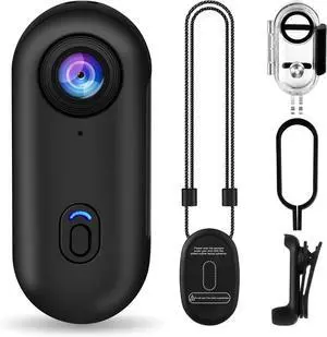 i3 4K Thumb Action Camera, Tiny Size, Mount Anywhere, Small Body Camera with Spring Clip, Portable Vlogging, Hands-Free POV Recording, Helmet Cam for Cycling, Motorcycle (64G-Card, Black)
