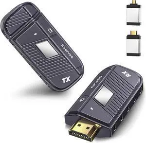 Wireless HDMI Transmitter and Receiver, 100FT/30M Wireless HDMI Extender [2.4/5GHz Dual-Band, Screen Rotatable] Plug & Play for Ultra HD Streaming to Monitor/Projector from Laptop/PC/TV Box