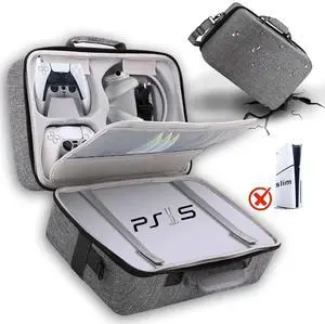 Hard Shell Carrying Case for PS5, Portable Protective Travel Case for PS5, Large Capacity Storage Bag for  5 Compatible for Console Controller,Disk Headset Base (Grey)