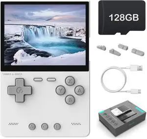 Trimui Brick Handheld Game Console 3.2-Inches Display Game Console,1024x768 IPS Screen Supports Multiple Simulators,Linux System Built-in 128G TF Card White