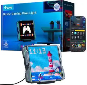 Gaming Pixel Light, RGBIC LED Panel with Real-time Info Display, 150+ Scene Modes & DIY Options, Smart Pixel Lights (Wi-Fi Only), Works with Alexa, Ideal for Game Room Decor, 32x32 Pixels