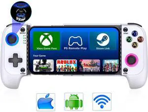 for iPhone Game Controller Compatible with iPhone 16/15 Android,Mobile Gaming Controller with Hall Joysticks,Phone Case Support,Wireless Phone Controller for Xbox Game Pass, Steam Link & More, White