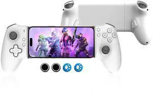 Mobile Gaming Controller USB-C Wired&Bluetooth for Android,Dual Hall Joysticks&Ergonomic Design | Plug-and-Play Stream PC,Xbox,PS,Cloud Console Gaming android game controller (White)