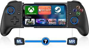 for iPhone Game Controller  Compatible with iPhone 16/15 & Android, Mobile Gaming Controller with Hall Triggers/Joysticks, Wireless Phone Controller for Xbox Game Pass, Steam Link & More, Black