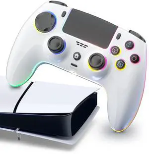 Wireless Controller Compatible for PS-5/Pro/Slim/PC, Hall Effect Sticks & 7 RGB LED Mode & haptic Feedback & 1500 mAH Battery & Motion Sensing, 3.5mm Audio Jack