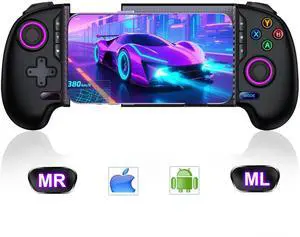 Mobile Game Controller for iPhone/Android Handheld Gaming, Wireless Phone Gaming Controller with (Programmable) /Hall Effect Joysticks & Analog Triggers/Adjustable Turbo for Steam Link, Call of Duty