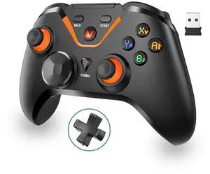 Wireless Gaming Controller for PC: Wired & 2.4G & Bluetooth Controller with 6-Axis Motion, 2-Motor Stereo Vibration, Turbo, Ergonomic Pro Controller, Compatible with PC/NS/Android (No Xbox/PS, Black)