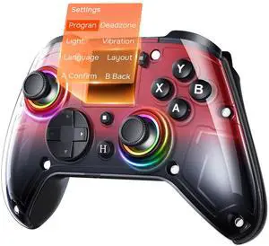 G7 Wireless Gaming Controller with Interactive Screen, 1000Hz Polling Rate, Hall Joysticks & Triggers, 4 Programmable Buttons, Compatible with PC, Switch1, PS4, iOS, Android, Red