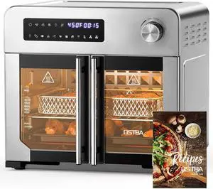 French Door Air Fryer Toaster Oven Combo, Airfryer Convection Oven Countertop 10-in-1 Combo, 30% Faster 90% Less Oil, 102 Recipes & 7 Accessories Included 24 QT Stainless Steel