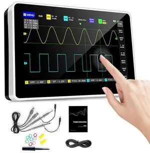 1013D Plus Oscilloscope, Portable Handheld Tablet Oscilloscope with 100X High Voltage Probe, 2 Channel 100Mhz Bandwidth 7" TFT LCD Touch Screen 1GSa/s Sampling Rate