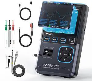 Upgraded Model with 1xP6100 Probe FNRSI DSO-TC4 3in1 Digital Oscilloscope/Transistor Tester/Signal Generator 10MHz 48Ms/s Automative Ocsillscope LCR Tester Tools