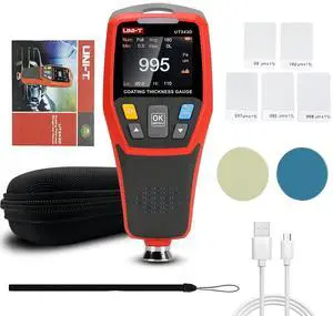 Paint Thickness Gauge for Cars UT343D Upgraded Coating Wet Film Thickness Gauge Paint Correction Precious Metal Tester Tool with Visual Go-NoGo Indicator Auto Rotatable Display