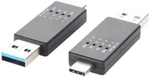 USB 10G Tester USB Type C 3.1/3.0/2.0 Hub Speed Voltage Test Tool Detection Trigger USB Port Analyzer with LED for Port Functionality QC Inspection (2PCS)