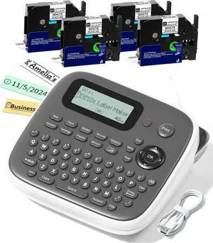 Label Maker, Labeler Machine with 4 Tapes, 12mm 0.47 Laminated White, D210s Desktop Label Printer for File Folder Labels/Daycare Name Tags, School Office Teacher Supplies Label Maker, Labeler Machine with 4 Tapes, 12mm 0.47 Laminated White, D210s Desktop Label Printer for File Folder Labels/Daycare Name Tags, School Office Teacher Supplies