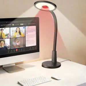 Desk Lamp for Home Office: Eye-Caring LED Red Light Desk Lamp, 10 Brightness & Flexible Gooseneck, Dimmable Desk Light with Memory & Timer, Table Lamp for Study, Bedroom Desk Lamp for Home Office: Eye-Caring LED Red Light Desk Lamp, 10 Brightness & Flexible Gooseneck, Dimmable Desk Light with Memory & Timer, Table Lamp for Study, Bedroom