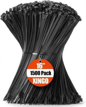 16 Inch Black Zip Ties 1500 PCS, 85 LBS Tensile Strength, UV Resistant Cable Ties, Premium Self-locking Plastic Ties for Indoor and Outdoor Use 16 Inch Black Zip Ties 1500 PCS, 85 LBS Tensile Strength, UV Resistant Cable Ties, Premium Self-locking Plastic Ties for Indoor and Outdoor Use