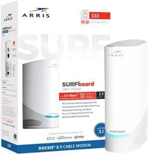 Arris Surfboard S33 DOCSIS 3.1 MultiGig Cable Modem Arris Surfboard S33 DOCSIS 3.1 MultiGig Cable Modem