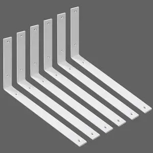 Shelf Brackets Heavy Duty 14 Inch White L Brackets for Shelves 6 Pack 5mm Thick Wall Mounting Floating Metal Iron Shelf Support for Wood with Screw Shelf Brackets Heavy Duty 14 Inch White L Brackets for Shelves 6 Pack 5mm Thick Wall Mounting Floating Metal Iron Shelf Support for Wood with Screw