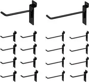 16-Pack Black Metal Slatwall Hooks (8X 4, 8X 6) Heavy-Duty Slat Wall Accessories for Garage Organization, Retail Displays & Tool Storage Systems 16-Pack Black Metal Slatwall Hooks (8X 4, 8X 6) Heavy-Duty Slat Wall Accessories for Garage Organization, Retail Displays & Tool Storage Systems