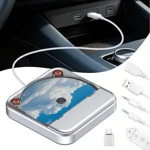 Portable CD Player for Car, External CD Player with USB/AUX Port, Remote/1 M AUX Cable/1.5 M USB Extension Cable, Supports CD/CD-R/CD-RW/MP3/WAV Portable CD Player for Car, External CD Player with USB/AUX Port, Remote/1 M AUX Cable/1.5 M USB Extension Cable, Supports CD/CD-R/CD-RW/MP3/WAV