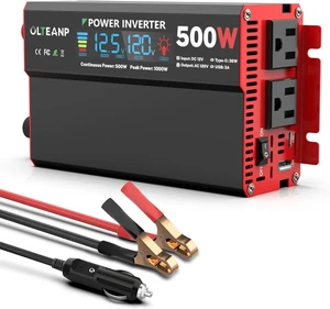 500W Power Inverter, 12V DC to 110V/120V AC LCD Display, 2 AC Outlets, 36W Type-C & 5V/3A USB Ports, Car Plug Adapter for Truck, Home, Camping, Laptop & Trip 500W Power Inverter, 12V DC to 110V/120V AC LCD Display, 2 AC Outlets, 36W Type-C & 5V/3A USB Ports, Car Plug Adapter for Truck, Home, Camping, Laptop & Trip