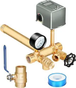 1"x 11"Well Pressure Tank Tee Kit with 40-60Psi Pressure Switch, Ball Valve, 100 Psi Pressure Gauge, Relief Valve, Drain Valve, Well Tank Tee Kit for Pressure Tank with Diameters Up to 16" 1"x 11"Well Pressure Tank Tee Kit with 40-60Psi Pressure Switch, Ball Valve, 100 Psi Pressure Gauge, Relief Valve, Drain Valve, Well Tank Tee Kit for Pressure Tank with Diameters Up to 16"