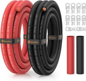 2 Gauge Battery Cable, 2 AWG Flexible EPDM Oxygen-Free Copper Welding Cable with 3/8" and 5/16" Lugs for Battery, Inverter, Solar, Generator, Marine, RV (5 FT Red + 5 FT Black) 2 Gauge Battery Cable, 2 AWG Flexible EPDM Oxygen-Free Copper Welding Cable with 3/8" and 5/16" Lugs for Battery, Inverter, Solar, Generator, Marine, RV (5 FT Red + 5 FT Black)