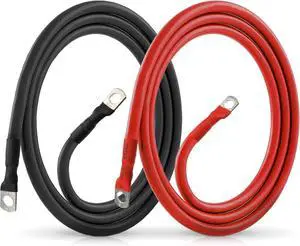 2 AWG Battery Cable 3FT 2 Gauge Pure Copper Battery Inverter Cables with 3/8 in Lugs Both Ends Power Inverter Wire Set for Automotive Solar Power Inverter Marine Boat RV Car Motorcycle (2pcs) 2 AWG Battery Cable 3FT 2 Gauge Pure Copper Battery Inverter Cables with 3/8 in Lugs Both Ends Power Inverter Wire Set for Automotive Solar Power Inverter Marine Boat RV Car Motorcycle (2pcs)