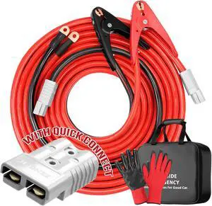 Jumper Cables, 30 feet 1 Gauge 1000Amp, Heavy Duty Booster Battery Cables with Permanent Installation kit and Quick Connect Plug for 12V & 24V Cars, SUV, Trucks, Diesel Trucks Jumper Cables, 30 feet 1 Gauge 1000Amp, Heavy Duty Booster Battery Cables with Permanent Installation kit and Quick Connect Plug for 12V & 24V Cars, SUV, Trucks, Diesel Trucks