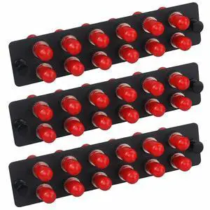3-Pack 12 Simplex ST Fiber Patch Panel with Simplex Singlemode Red ST Adapters, 12 Fiber Ports 3-Pack 12 Simplex ST Fiber Patch Panel with Simplex Singlemode Red ST Adapters, 12 Fiber Ports
