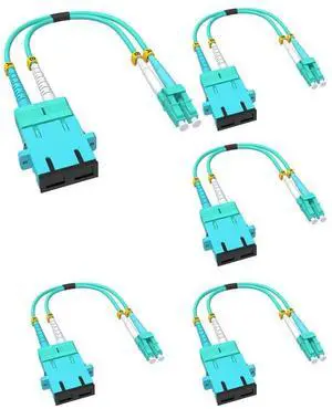 5 Pack Fiber Optic Adapter Cable LC Male to SC Female, OM4 OM3 40GB Multimode Hybrid Adapter Coupler Converter Dongle for Fiber Optic Network 1 FT 5 Pack Fiber Optic Adapter Cable LC Male to SC Female, OM4 OM3 40GB Multimode Hybrid Adapter Coupler Converter Dongle for Fiber Optic Network 1 FT