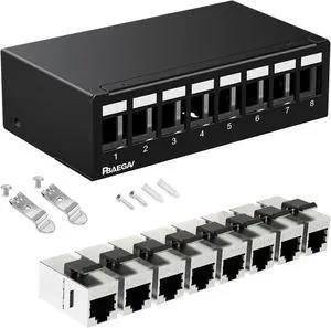 Patch Panel 8 Port with 8pcs Cat6A Keystone JackEC Listed Shielded No Rust and Durable (1U 8Port Cat6A Keystone Jack Shielded) Patch Panel 8 Port with 8pcs Cat6A Keystone JackEC Listed Shielded No Rust and Durable (1U 8Port Cat6A Keystone Jack Shielded)