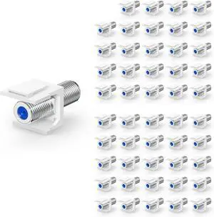 Coax Keystone Jack 3GHz F-Type RG6 Female Coaxial Connector 50-Pack Coax Keystone Jack 3GHz F-Type RG6 Female Coaxial Connector 50-Pack
