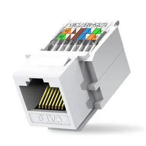 50-Pack Cat6 Tool-Less RJ45 Keystone Jack, No Punch-Down Tool Required Module Coupler, White 50-Pack Cat6 Tool-Less RJ45 Keystone Jack, No Punch-Down Tool Required Module Coupler, White