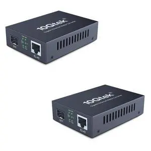 A Pair of Gigabit Multi-Mode LC Fiber Media Converter, with 2 Pcs SFP SX Modules, Fiber to Ethernet Converter, 1000Base-SX to 10/100/1000M RJ45, MMF, 850nm, up to 550m A Pair of Gigabit Multi-Mode LC Fiber Media Converter, with 2 Pcs SFP SX Modules, Fiber to Ethernet Converter, 1000Base-SX to 10/100/1000M RJ45, MMF, 850nm, up to 550m