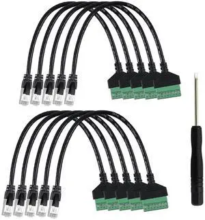 10 Pcs RJ45 Male to 8 Pin Screw Terminal Adapter,1ft RJ45 8p8c to 8Pin Bolt Terminal Connector for Cat 5/5e/6 Ethernet Extender CCTV Digital DVR Network Adapter (Male) 10 Pcs RJ45 Male to 8 Pin Screw Terminal Adapter,1ft RJ45 8p8c to 8Pin Bolt Terminal Connector for Cat 5/5e/6 Ethernet Extender CCTV Digital DVR Network Adapter (Male)