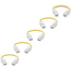 TRUECABLE Cat6 Component Rated Patch Cable, Unshielded (U/UTP), 6in, Yellow, 28AWG Stranded Pure Copper, Snagless 10G High-Speed Ethernet Cable, PoE++ 4PPoE 100W, UL Listed, RoHS-3, 5 Pack TRUECABLE Cat6 Component Rated Patch Cable, Unshielded (U/UTP), 6in, Yellow, 28AWG Stranded Pure Copper, Snagless 10G High-Speed Ethernet Cable, PoE++ 4PPoE 100W, UL Listed, RoHS-3, 5 Pack