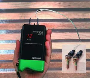 M-11 Mini-Ligno MD/C in-Kiln Moisture Meter Detector Precise Wood Moisture Measurement, Dual Calibration for Soft and Hard Wood, External Probe Compatible, 6' Teflon-Coated Cable M-11 Mini-Ligno MD/C in-Kiln Moisture Meter Detector Precise Wood Moisture Measurement, Dual Calibration for Soft and Hard Wood, External Probe Compatible, 6' Teflon-Coated Cable